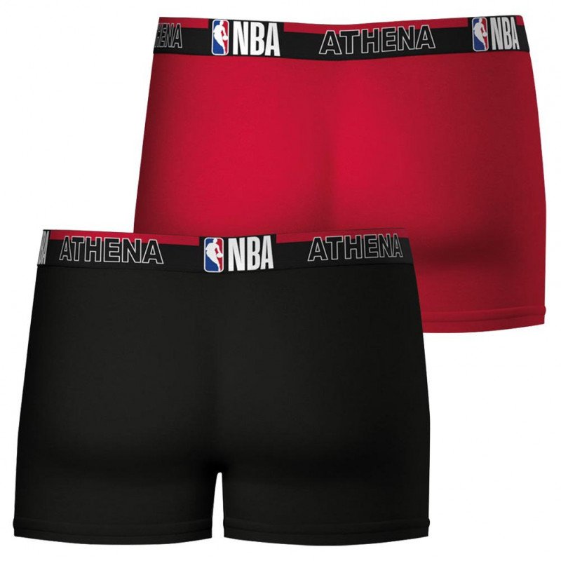 ATHENA Lot de 2 Boxers Homme Coton NBA Noir Rouge NBA