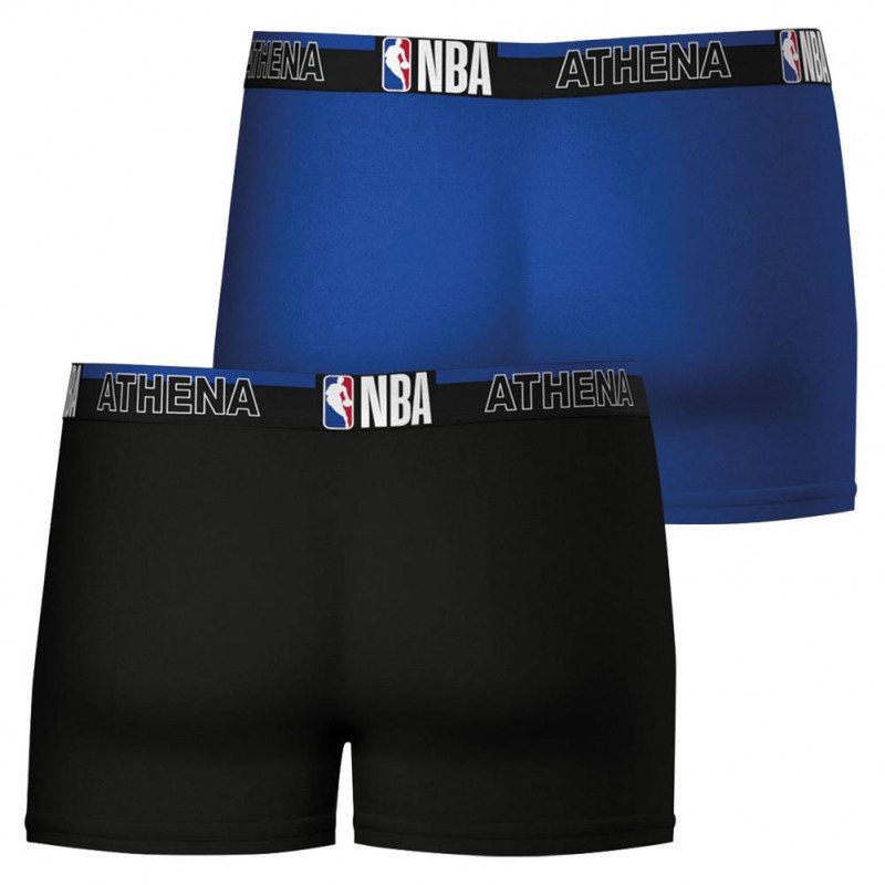 ATHENA Lot de 2 Boxers Homme Coton NBA Noir Bleu NBA