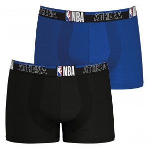 ATHENA Lot de 2 Boxers Homme Coton NBA Noir Bleu NBA