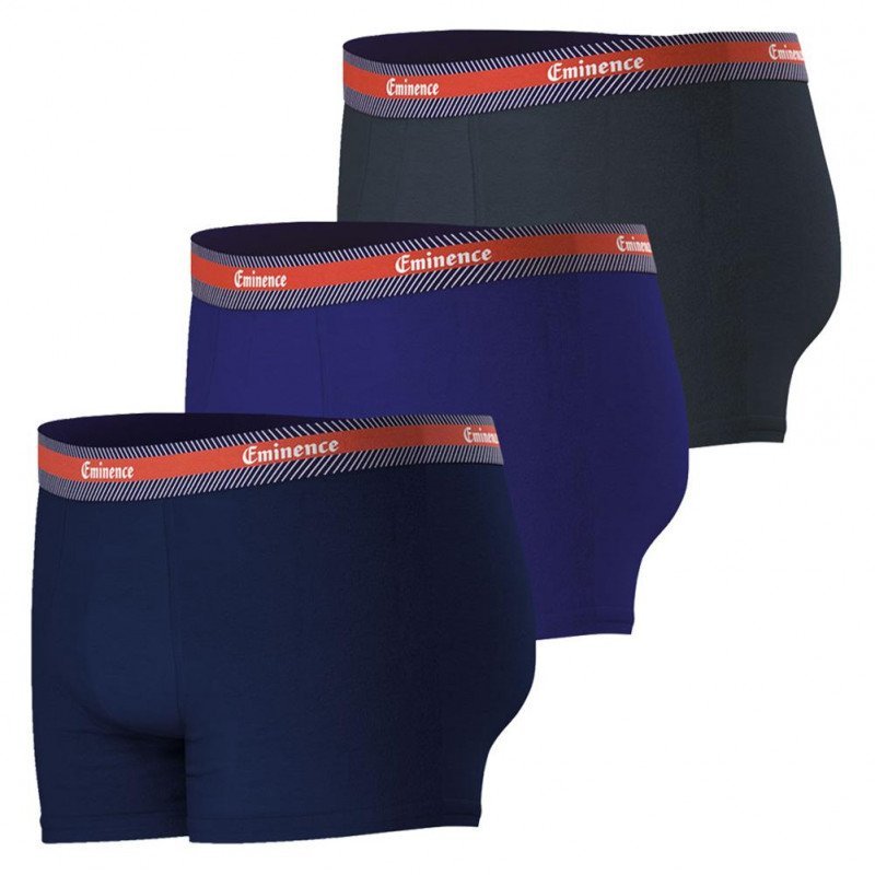 EMINENCE Lot de 3 Boxers Homme Coton Bio SELECTION Marine Indigo Poivre