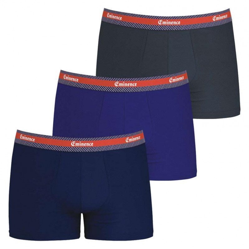 EMINENCE Lot de 3 Boxers Homme Coton Bio SELECTION Marine Indigo Poivre