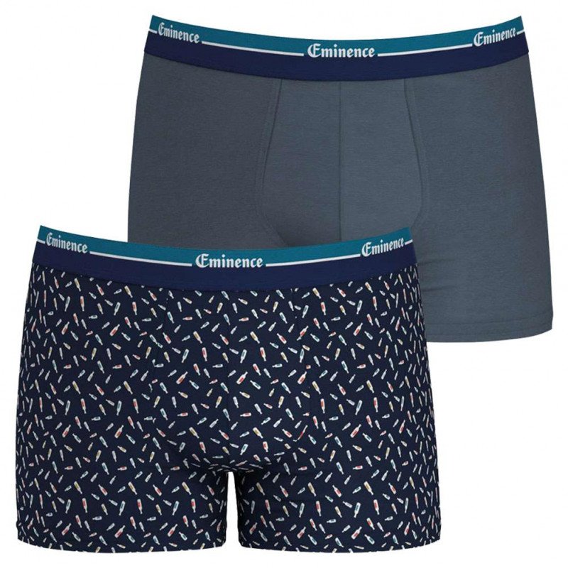 LOT DE 2 Boxer Sous-vêtements Homme DUOBIO Bleu et Gris