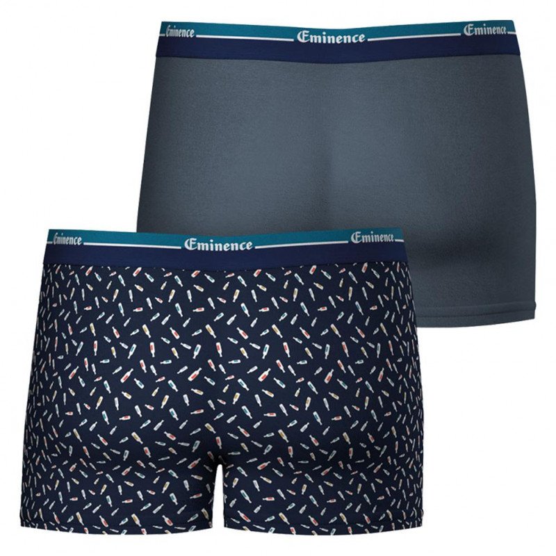 LOT DE 2 Boxer Sous-vêtements Homme DUOBIO Bleu et Gris