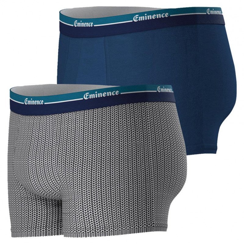 EMINENCE 2 Boxers Homme Coton Bio DUOBIO Chevron Bleu Croisière