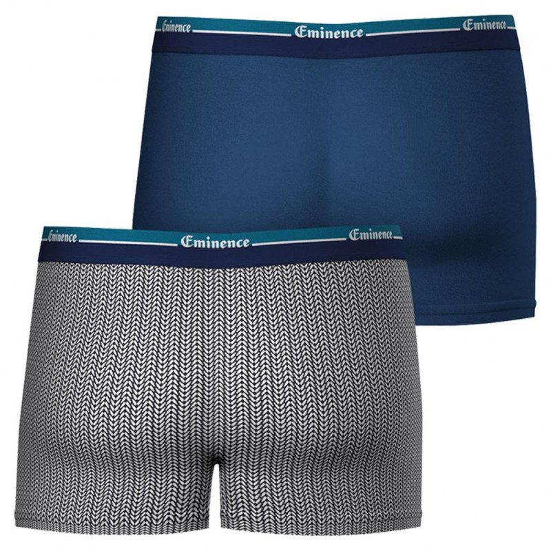 EMINENCE 2 Boxers Homme Coton Bio DUOBIO Chevron Bleu Croisière