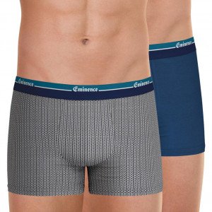 EMINENCE 2 Boxers Homme Coton Bio DUOBIO Chevron Bleu Croisière
