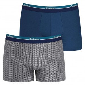 EMINENCE 2 Boxers Homme Coton Bio DUOBIO Chevron Bleu Croisière