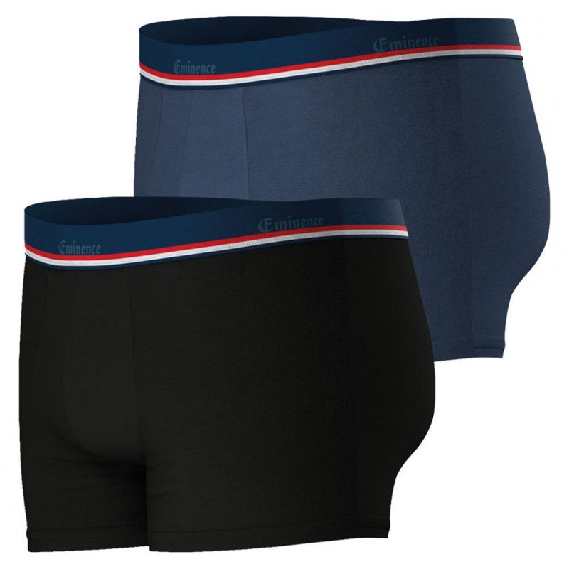 EMINENCE 2 Boxers Homme Coton FAIT EN FRANCE Noir Anthracite