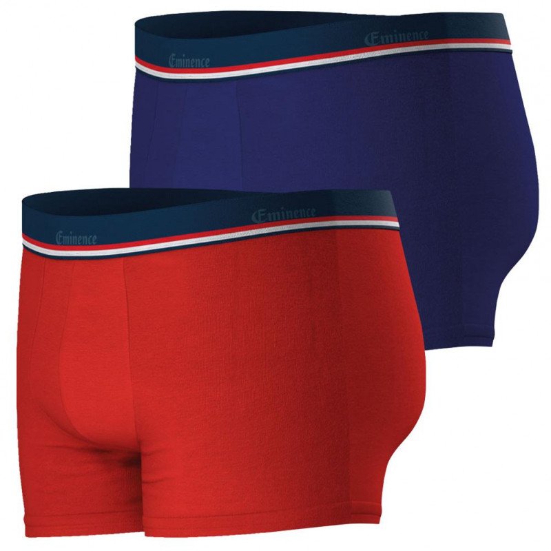 EMINENCE Lot de 2 Boxers Homme Coton FAIT EN FRANCE Rouge Indigo