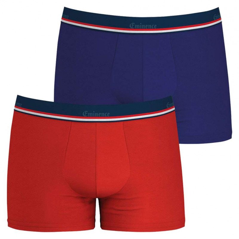 EMINENCE Lot de 2 Boxers Homme Coton FAIT EN FRANCE Rouge Indigo