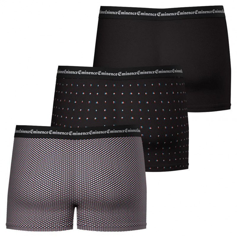 EMINENCE Lot de 3 Boxers Homme Coton BUSINESS Cercle Lettrage Noir