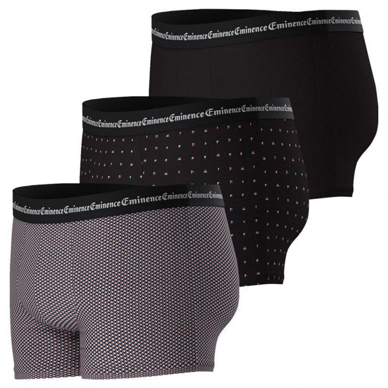 EMINENCE Lot de 3 Boxers Homme Coton BUSINESS Cercle Lettrage Noir