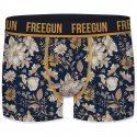 FREEGUN Boxer Homme Coton Bio FLOWER Marine Jaune