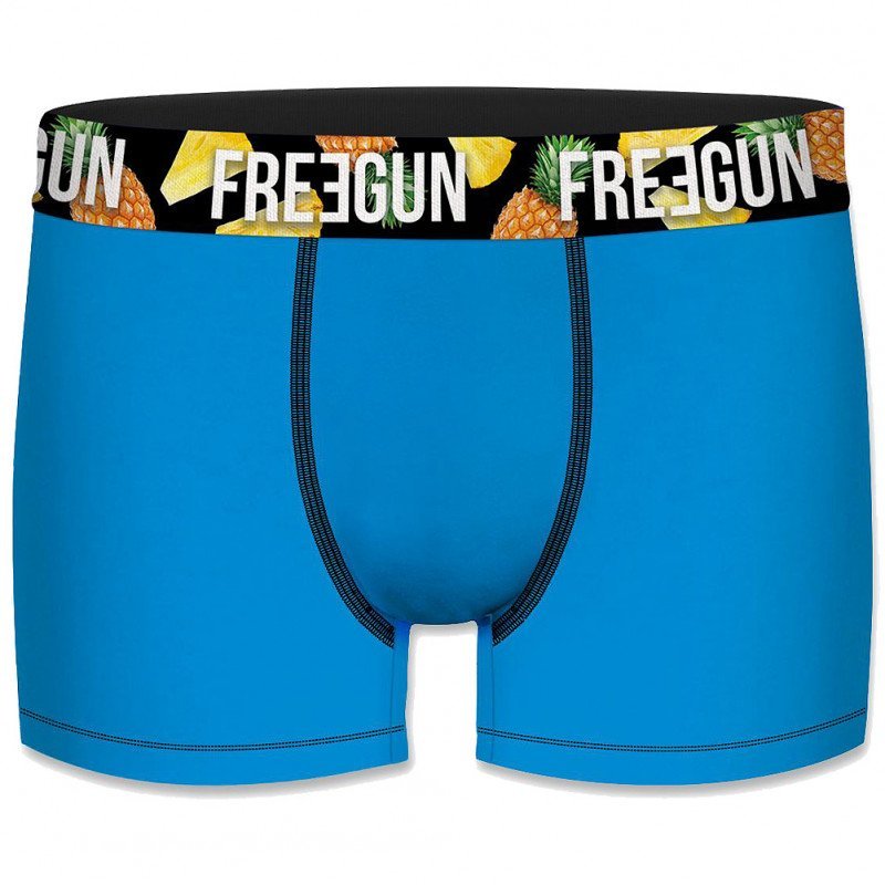 FREEGUN Boxer Homme Coton Bio CEANANAS Bleu Jaune