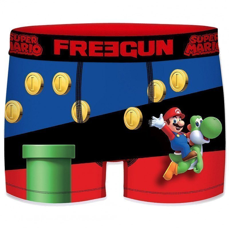 FREEGUN Boxer Homme Microfibre NEW01 Rouge Bleu SUPER MARIO