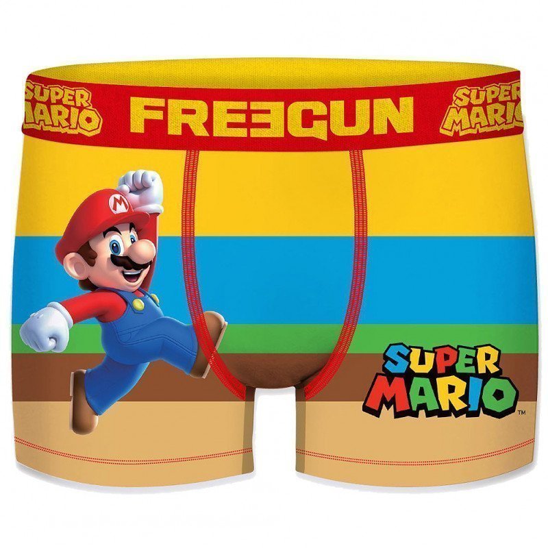 FREEGUN Boxer Homme Microfibre WAR01 Jaune Bleu SUPER MARIO