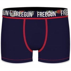 FREEGUN Boxer Homme Coton Bio SAN3 Marine Rouge