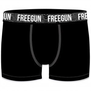 FREEGUN Boxer Homme Coton Bio SAN2 Noir Gris