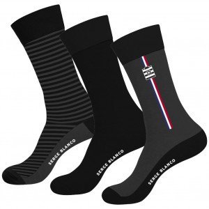 SERGE BLANCO 3 paires Chaussettes Homme Coton CHVASS5 Noir Gris