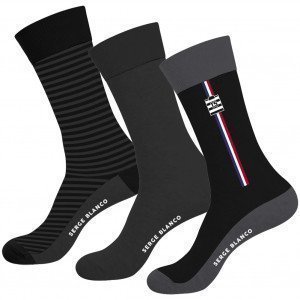 SERGE BLANCO 3 paires Chaussettes Homme Coton CHVASS5 Gris Noir