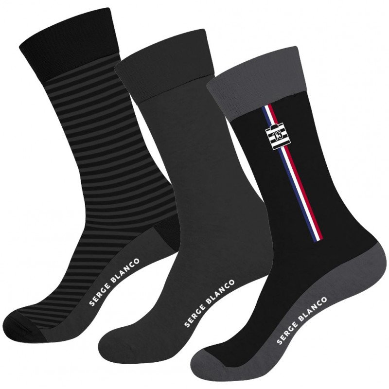 SERGE BLANCO 3 paires Chaussettes Homme Coton CHVASS5 Gris Noir