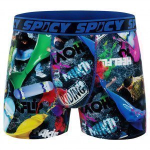 SPICY Boxer Homme Microfibre SKATE1 Bleu Multicolore