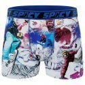 SPICY Boxer Homme Microfibre SNOWBOARD Bleu Blanc