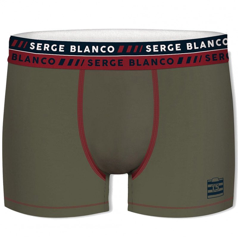 SERGE BLANCO Boxer Homme Coton CLAASS3 Kaki Bordeaux