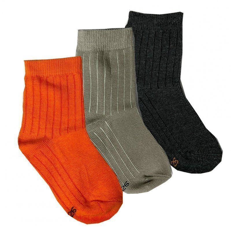 TWINDAY 3 paires Chaussettes Bébé Garçon Coton COTELE Orange Gris
