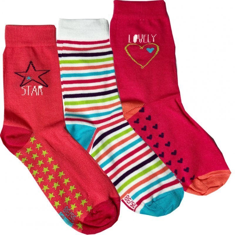 TWINDAY Lot de 3 paires de Chaussettes Fille Coton TREND Rose Blanc