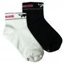 AIRNESS Lot de 2 paires de Socquettes Fille Coton PANTHERE Blanc Noir