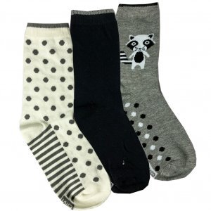 TWINDAY 3 paires de Chaussettes Fille Coton TREND Blanc Noir Gris