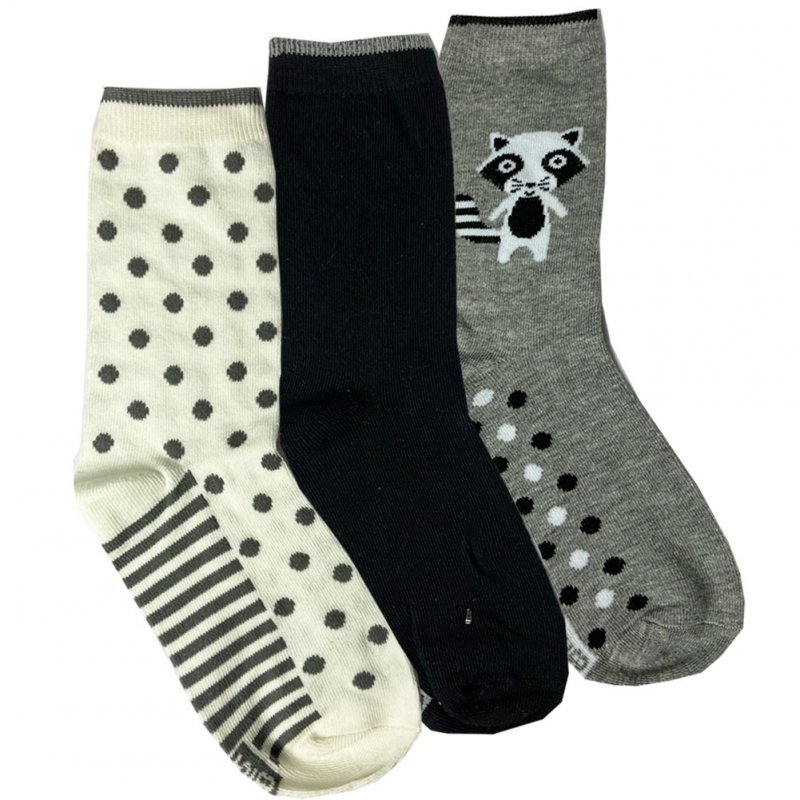 TWINDAY 3 paires de Chaussettes Fille Coton TREND Blanc Noir Gris