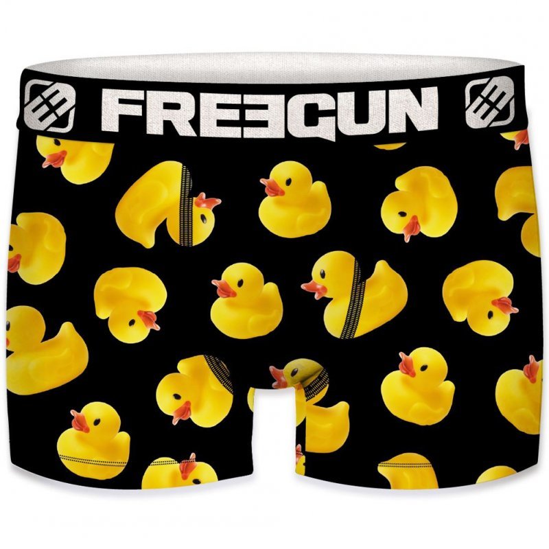 FREEGUN Boxer Homme Microfibre DUCK Noir Jaune