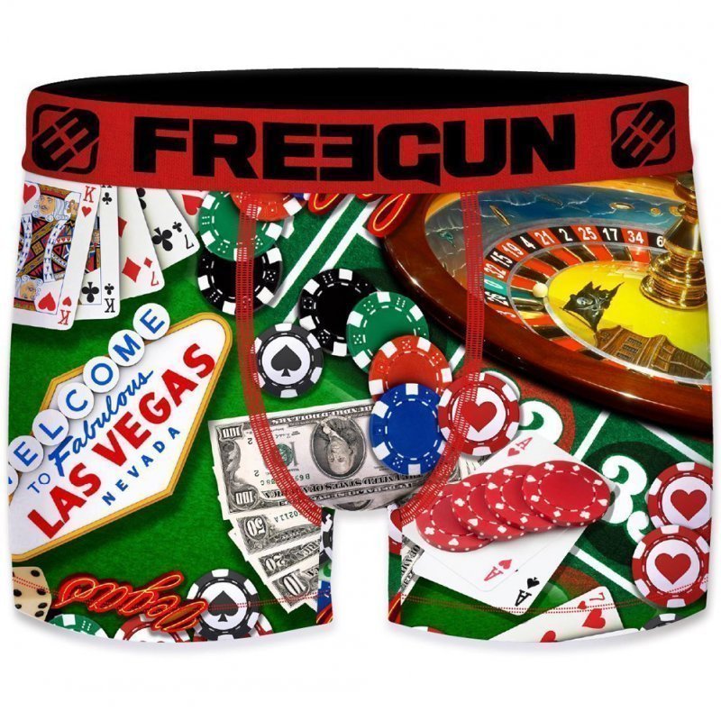 FREEGUN Boxer Homme Microfibre VEGAS Rouge Multicolore