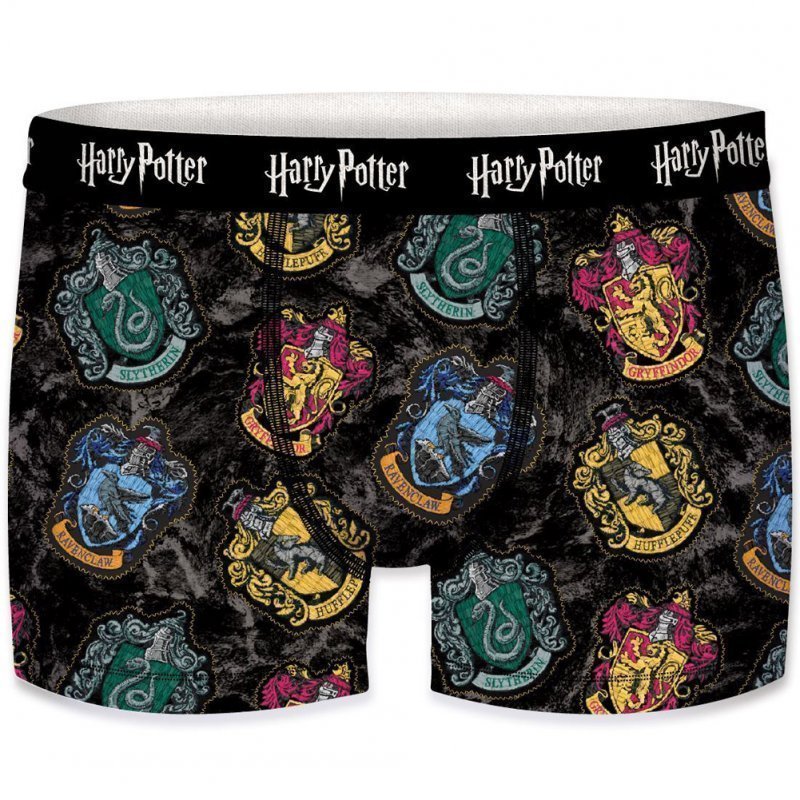 HARRY POTTER Boxer Homme Microfibre MAISONS Noir Multicolore