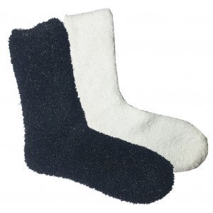 TWINDAY Lot de 2 paires de Chaussettes Fille Microfibre DOUBRIL Blanc Noir