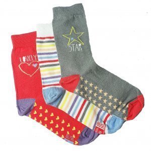 TWINDAY 3 paires de Chaussettes Fille Coton TREND Gris Blanc Rose