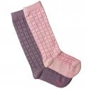TWINDAY 2 paires Chaussettes Hautes Fille Coton REC Rose Violet