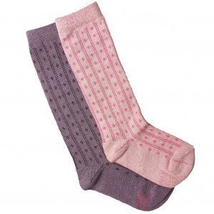 TWINDAY 2 paires Chaussettes Hautes Fille Coton REC Rose Violet