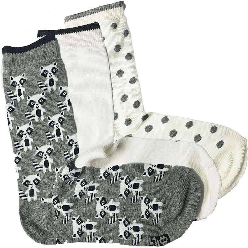 TWINDAY 3 paires Chaussettes Fille Coton TREND Blanc Gris Raton