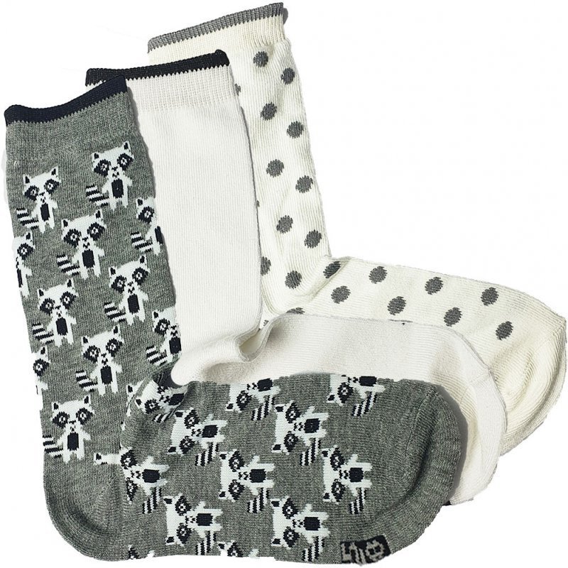 TWINDAY Lot de 3 paires de Chaussettes Fille Coton TREND Blanc Gris Raton