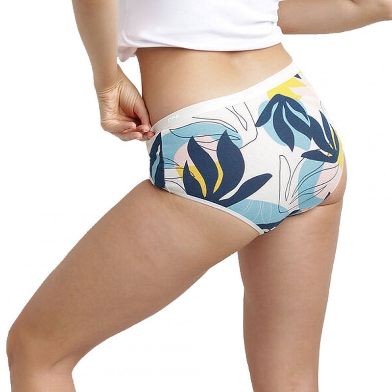 DIM Lot de 3 Boxers Femme Coton POCKETS STRETCH Tropico Coco Blanc Bleu