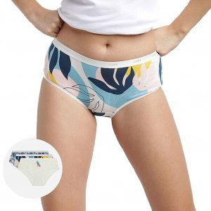 DIM 3 Boxers Femme Coton POCKETS STRETCH Tropico Coco Blanc Bleu