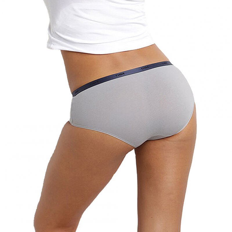 DIM 3 Boxers Femme Coton POCKETS STRETCH Poeme Gris Blanc Bleu