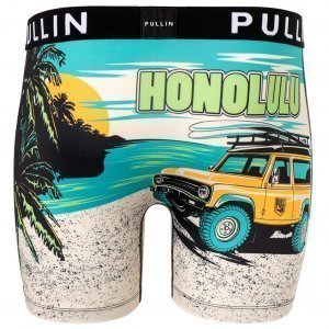 PULL IN Boxer Long Homme Microfibre FAHONOBEACHLULU Bleu Jaune