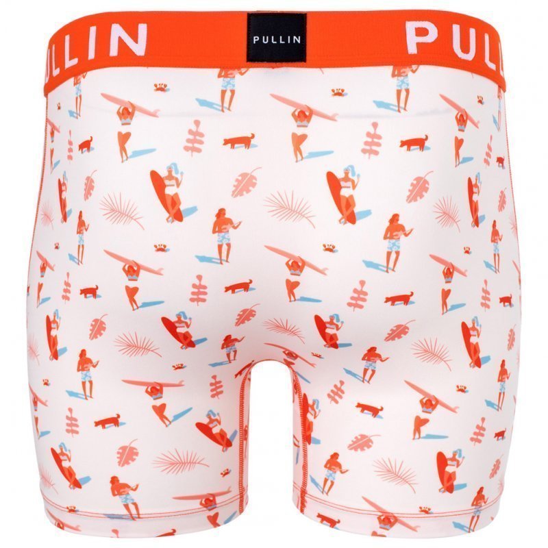 PULL IN Boxer Long Homme Microfibre FABIKINI Blanc Orange