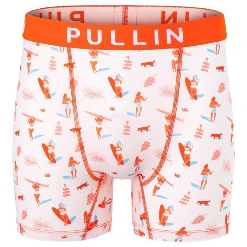 PULL IN Boxer Long Homme Microfibre FABIKINI Blanc Orange