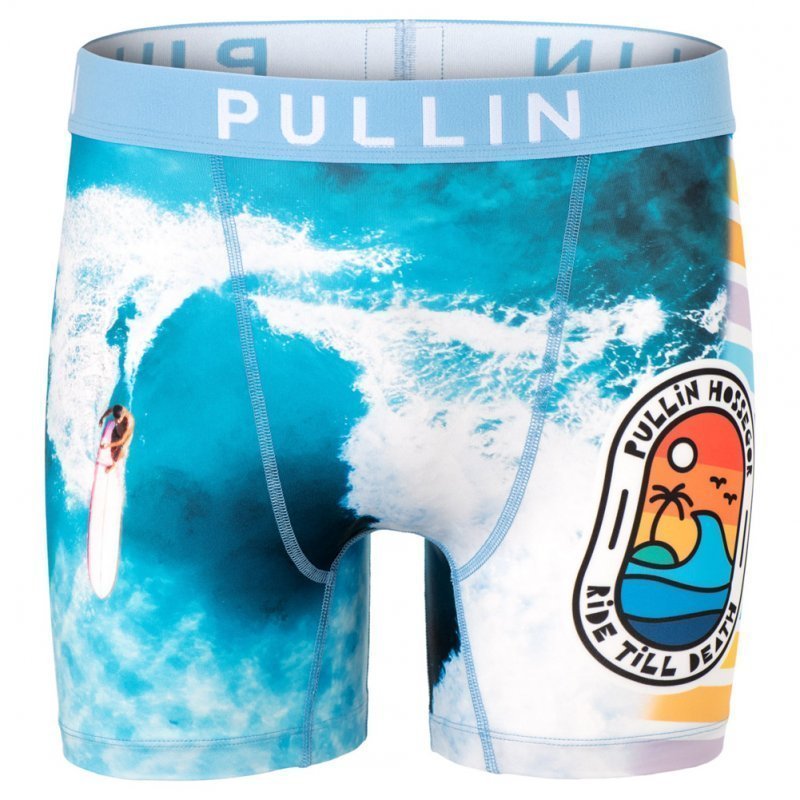 PULL IN Boxer Long Homme Microfibre FARIDETILLDEATH Bleu Blanc