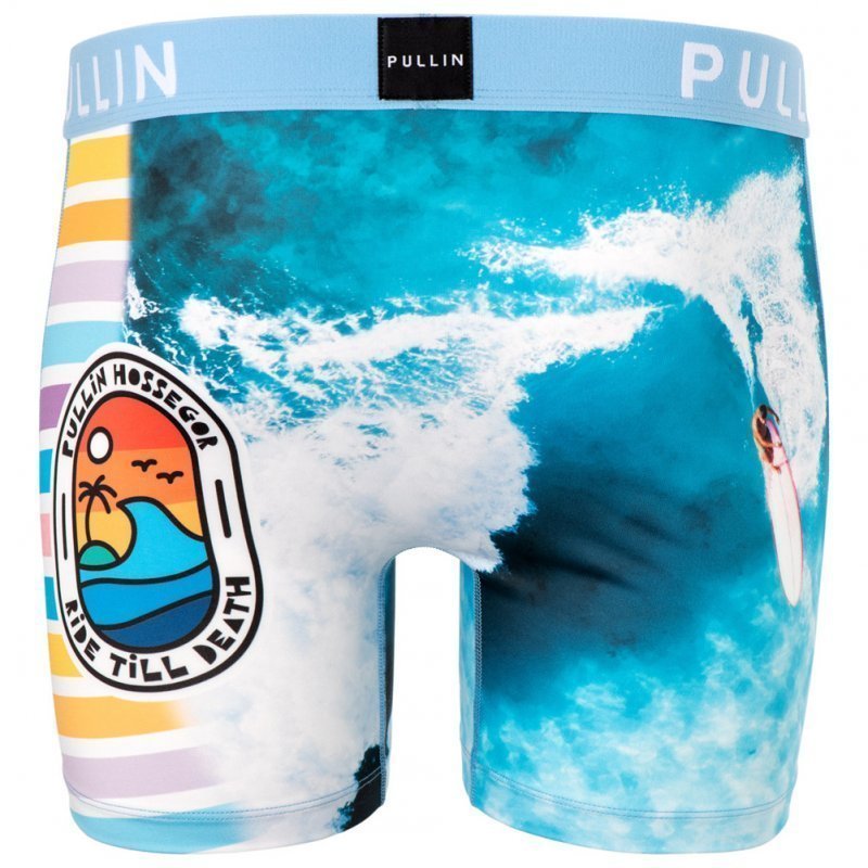 PULL IN Boxer Long Homme Microfibre FARIDETILLDEATH Bleu Blanc